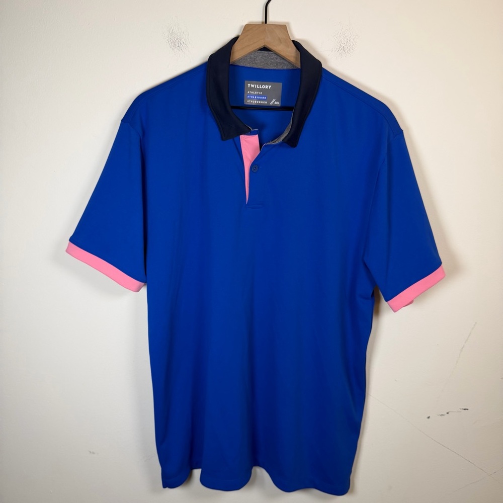 Twillory Athleisure Polo Shirt Blue Size XXL Performance Golf Stretch Preppy - Picture 3 of 6